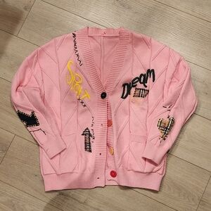 Pink Women's Sweater with Embroidered Details